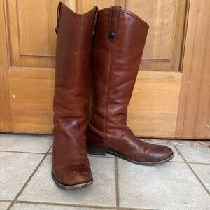 Frye Melissa Button 2 Cognac Brown Leather Riding Boots 7.5